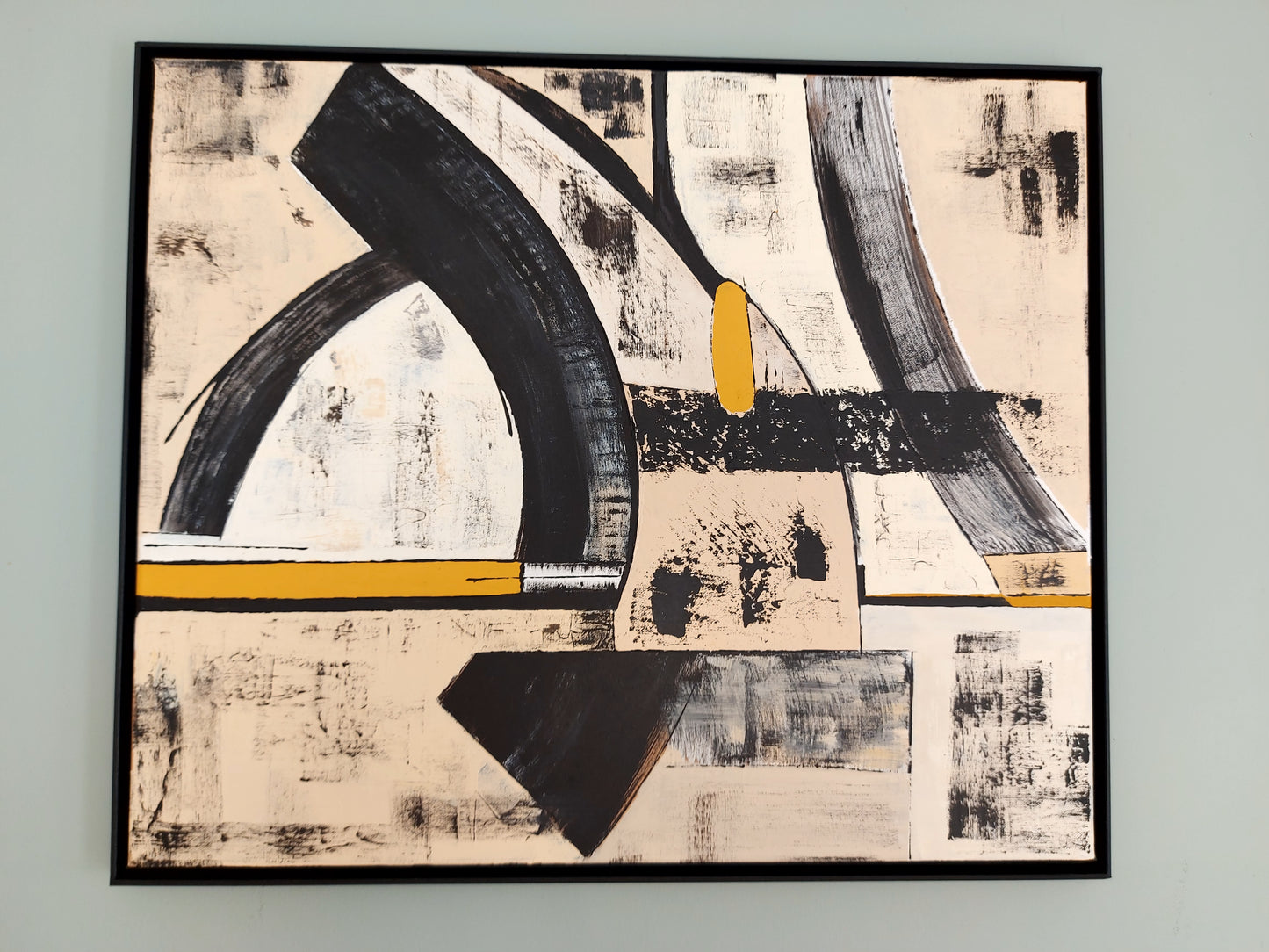 Peinture abstraite sur toile "Numéro 105" 70x50cm avec encadrement noir