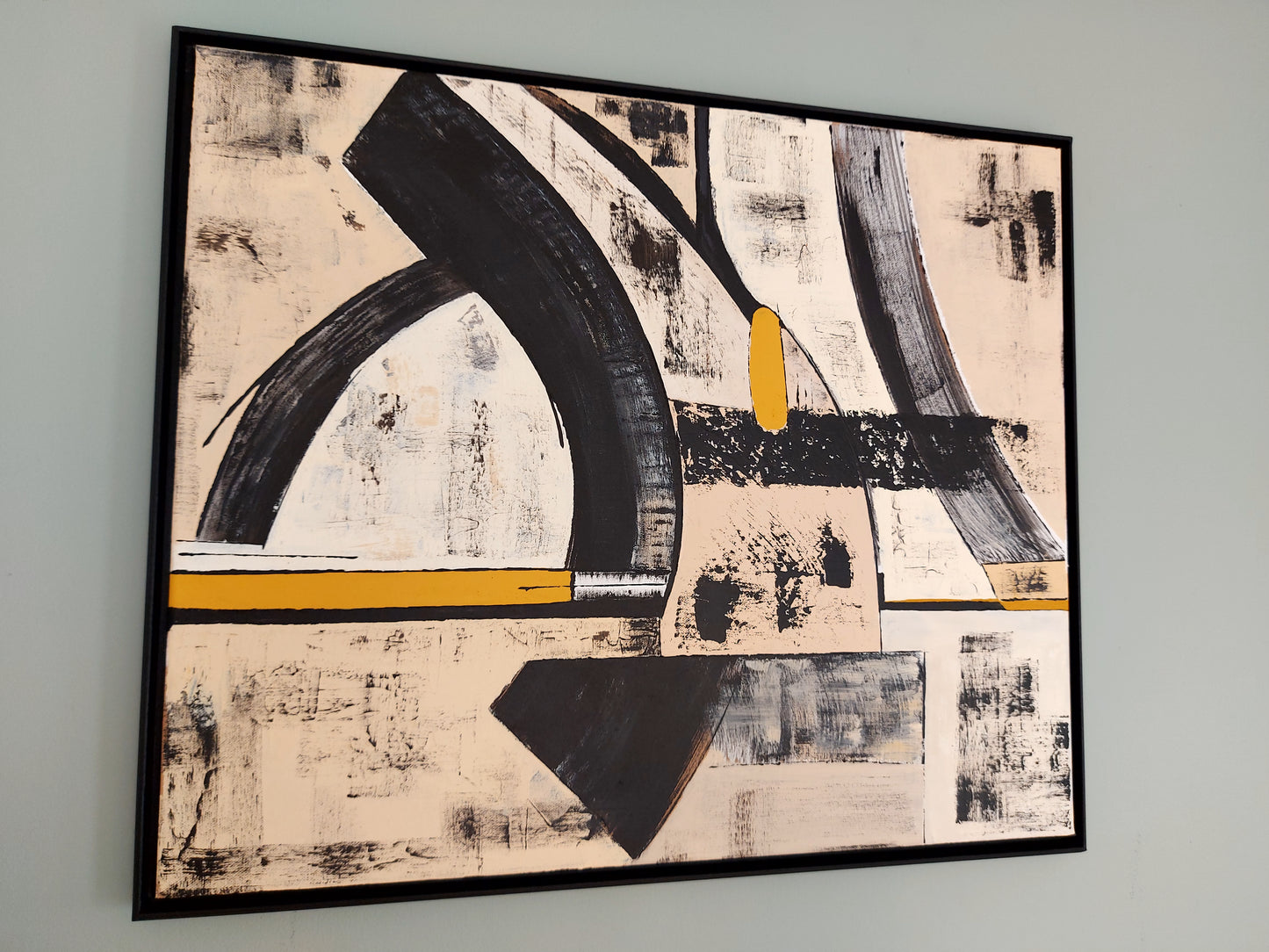 Peinture abstraite sur toile "Numéro 105" 70x50cm avec encadrement noir