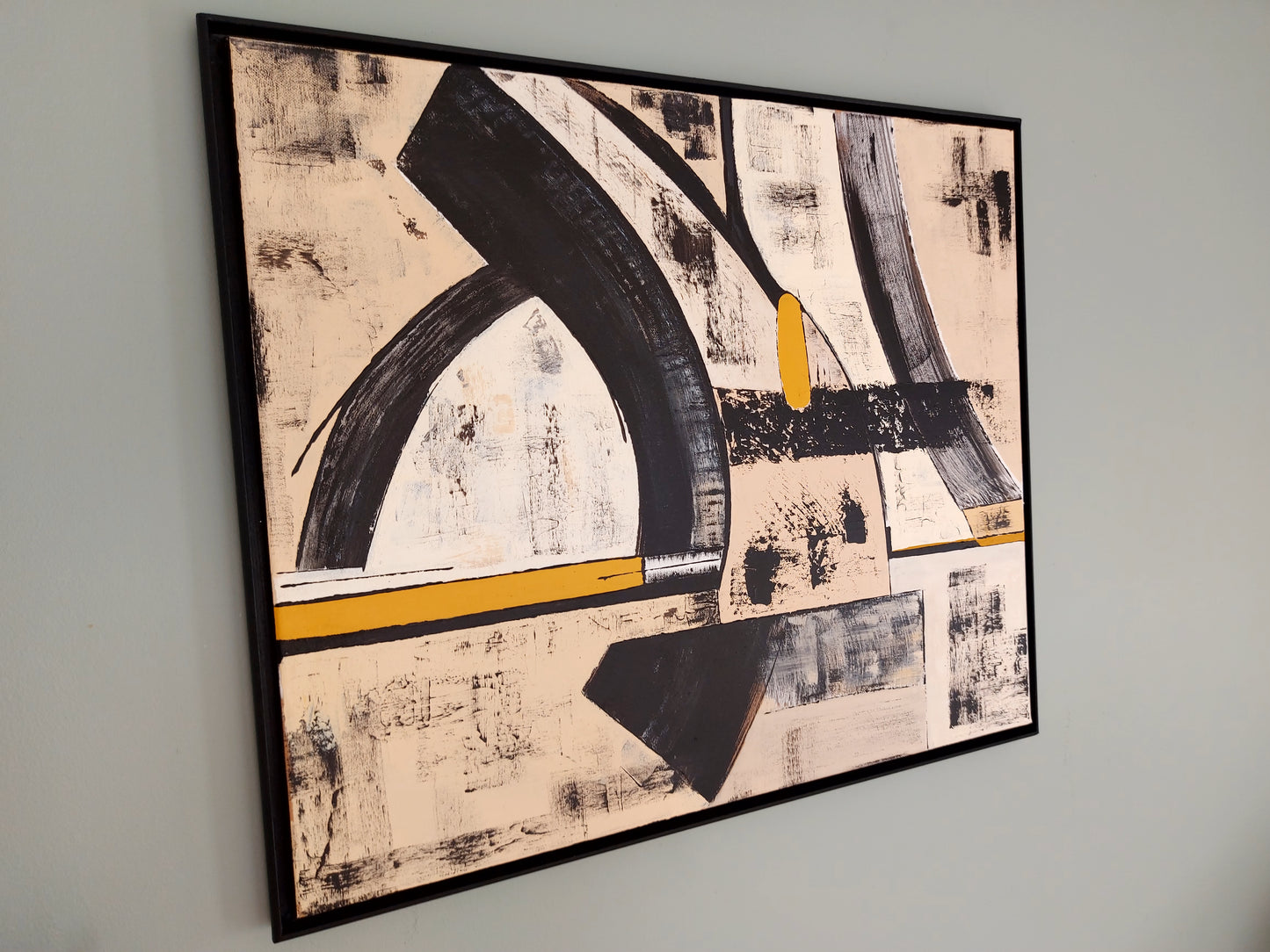 Peinture abstraite sur toile "Numéro 105" 70x50cm avec encadrement noir
